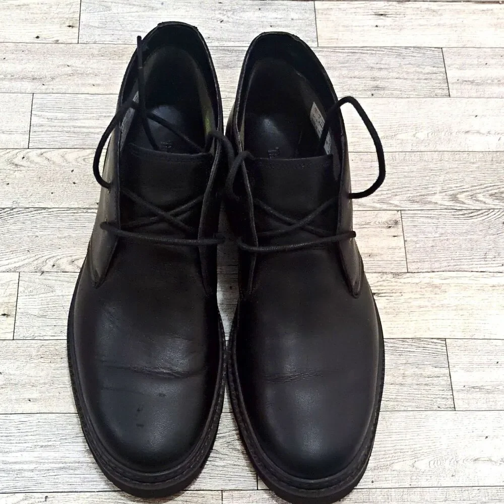 Timberland Black Leather Lace-Up Ankle Chukka Boots Round Toe Men's US 9 EU 43